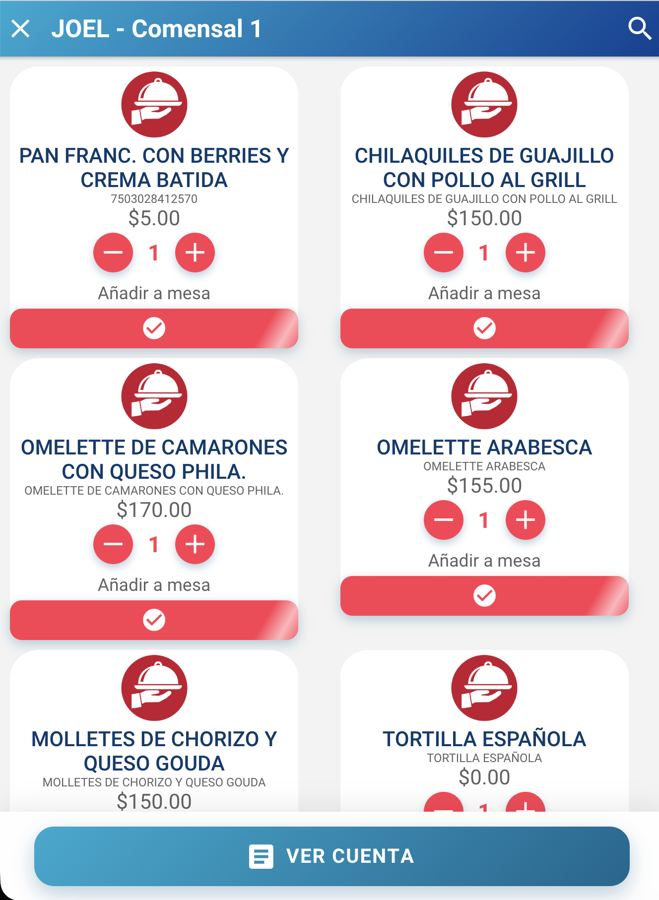 Comandera de Atiéndelos para tomar pedidos