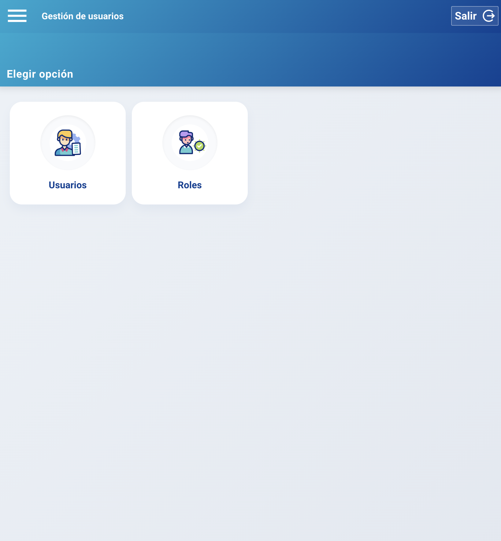 Pantalla de gestión de usuarios en Atiéndelos
