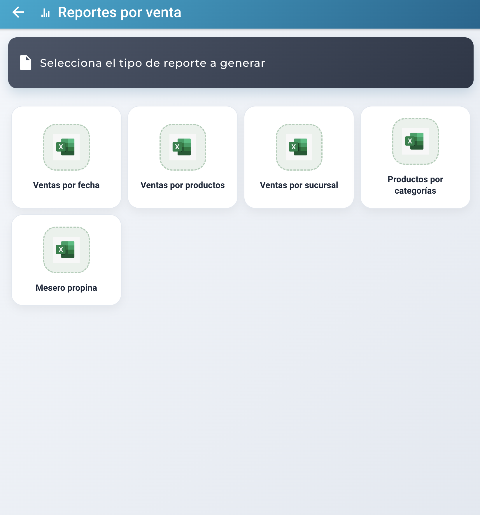 Pantalla de generación de reportes en Atiéndelos
