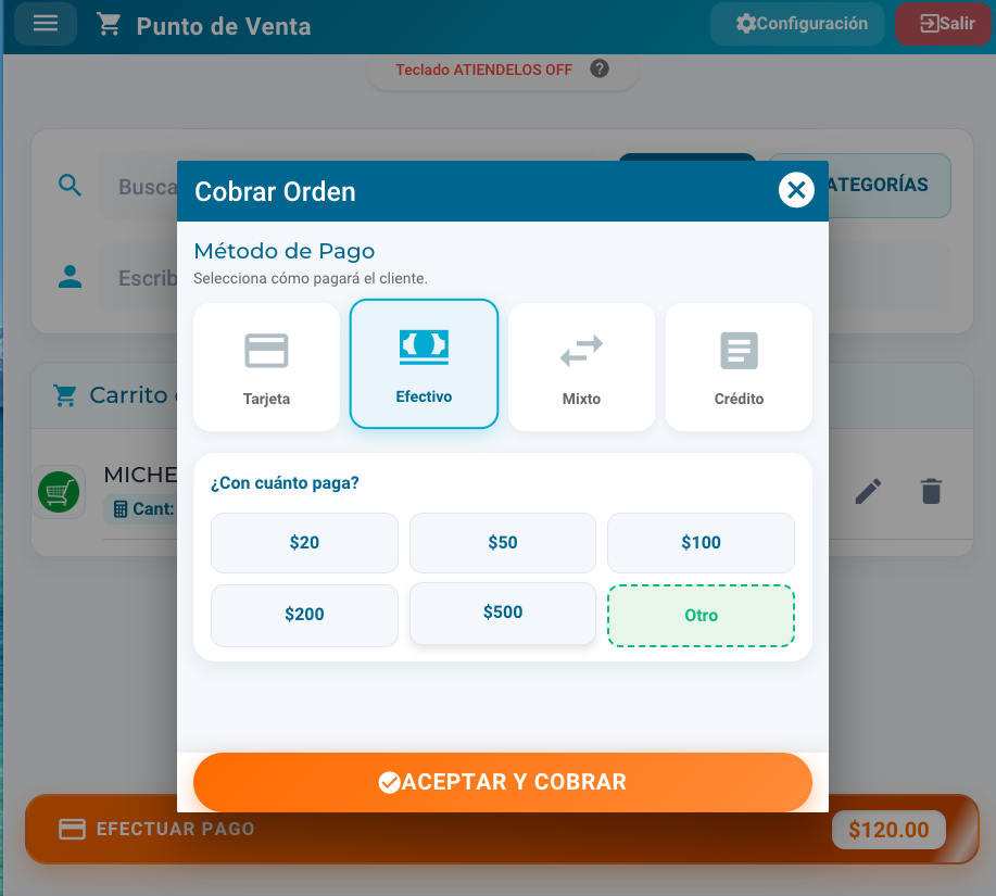 Módulo de Venta Express para controlar productos y operación